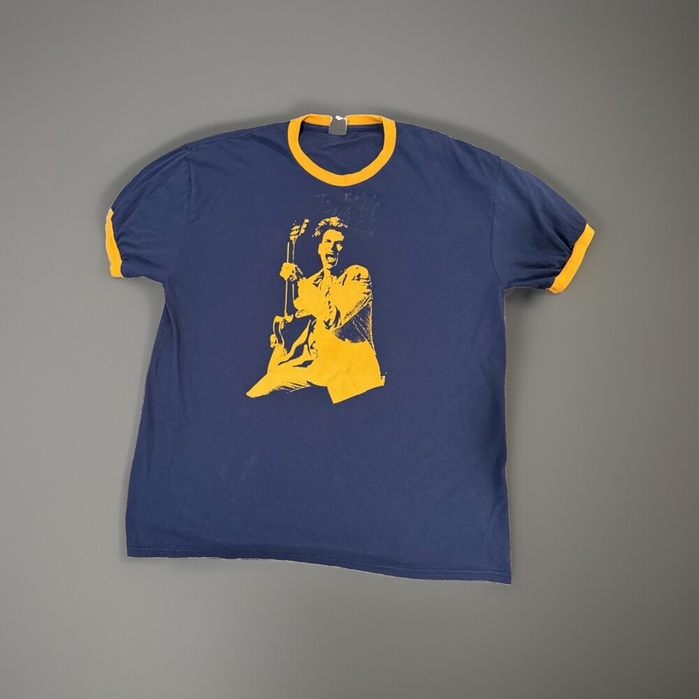 The Michael Weber Show Band Concert Ringer T Shirt Blue & Gold Signed RARE EUC